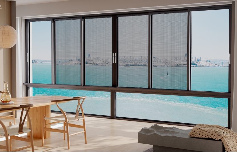 Thermal break aluminium sliding window with multi-track frame
