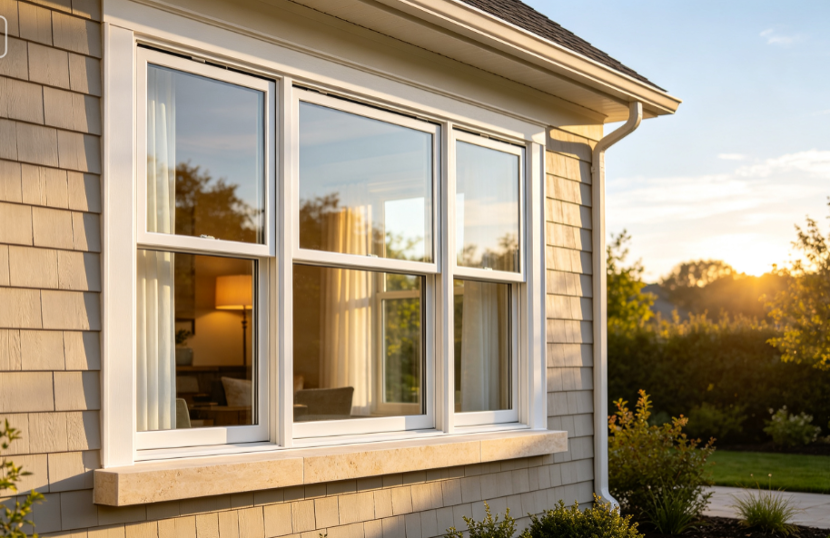 Aluminium single and double hung window with vertical sliding sashes