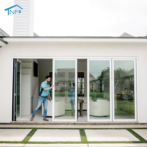 Custom Aluminium Exterior NFRC AS2047 Waterproof Double Low-e Glass Patio Bifold Sliding Swing Panoramic Doors For Home Garden