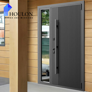 Wholesale Factory Direct Sale Modern Villa Apartment Security Front Entry Door With Anti-theft Steel And Aluminum Construction