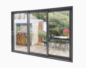 Black Aluminum Double Glazed Low E Glass Soundproof Exterior Sliding Doors