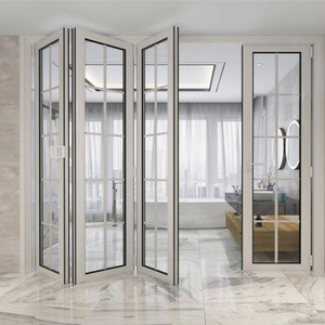 Safety Glass Aluminum Bi Folding Door Heavy Duty Frame