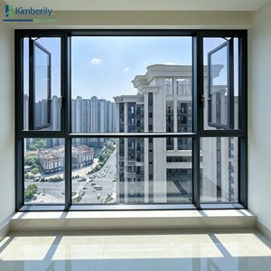 Minimalist Aluminum Alloy Casement Window Hidden Sash Soundproof Double Pane Tempered Clear Glass for Luxury Villa Modern