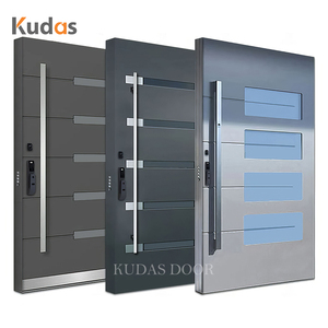 Modern Soundproof Windproof Seal Cast Aluminum Front Entry Pivot Door Villa Exterior Security Entrance Door with Glass