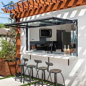 Modern Thermal Break Aluminium Gas Strut Pass Through Windows Vertical Aluminum Push Out Flip Awning Windows