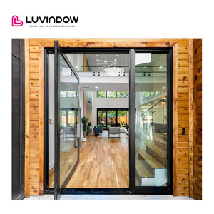 Modern Pivot Aluminum Door Glass Front Villa Entry US Made Thermal Break Energy Efficient