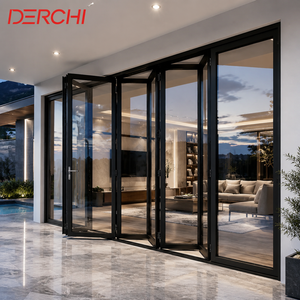 Custom Size Aluminum Bi-Fold Patio Doors Slim Frame Folding Glass Door System