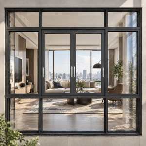 Hihaus Modern Aluminum Sliding Windows For Luxury Apartment Black 360 Vision Double Sliding Glass windows