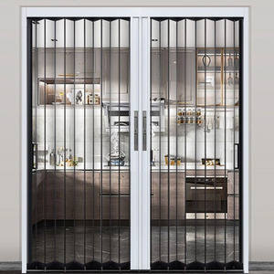 Super Mall Crystal Folding Shutter Door Aluminum Polycarbonate Clear Frosted PVC Plastic Sliding Narrow Folding Screen Door