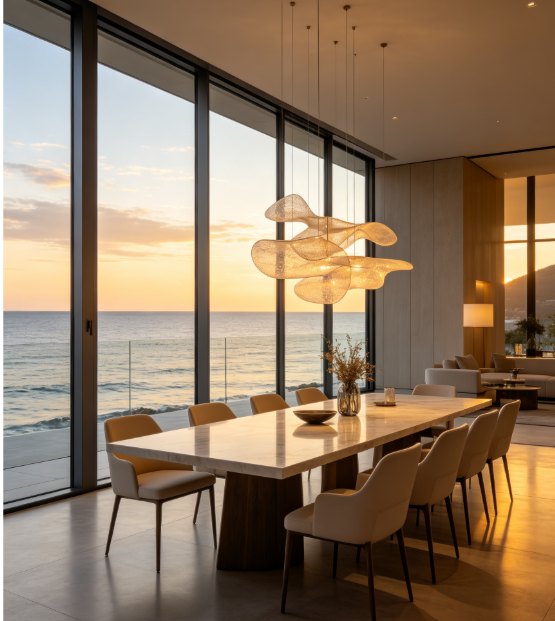 Aluminium casement window dining area installation