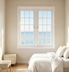 Vintage French Aluminum Window with Grilles. Thermal Break Frame