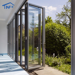 OEM NFRC Waterproof Thermal Break Aluminum Outdoor Exterior Stacking Bi-fold Accordion Folding Sliding Patio Door Bifold Door