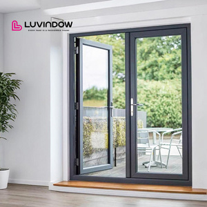 Luvindow High Quality French Double Panel Interior Aluminum Glass Front Door