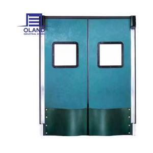 Wholesale New Design Double Glazed Aluminum Traffic Door with Anti-Collision Stainless Steel Impact Plate Swing Industrial Door