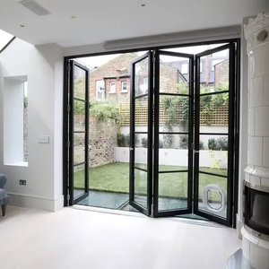 Villa French Design Aluminum Alloy Glass Door Double Glazed Narrow Frame Waterproof Kitchen Bifold Foldable Interior Finished