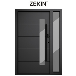 ZEKIN Aluminum Modern Luxury Security Metal Door Residential Front Entry Exterior Pivot Door Apartment House Main Entrance Door