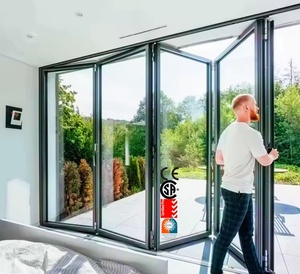 Folding Door Hurricane Proof Energy-efficient Aluminum Exterior Door Balcony Patio Lowe Double Glass