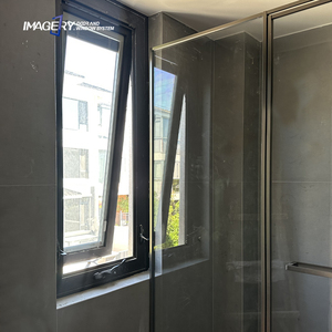 High-end Aluminum Hand Crank Tempered Glass Windows Top Hung Awning For Bathroom Kitchen Use