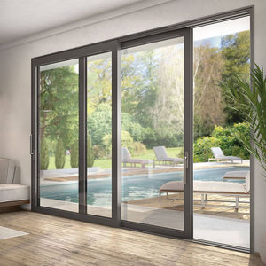 Exterior Conceal Stacking Sliding Patio Door Large Double Tempered Aluminum Door Hidden Glass Pocket Slide Doors Inside