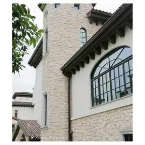 Aluminum French Style Crittall Windows, Black Frame Tempered Glass Arched Grid Casement Windows for Villa House