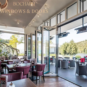 BOCHARM Foldable Aluminum Alloy Door Double Tempered Glass Postmodern Design Sound Insulation for Kitchen Coffee Shop Milk Tea