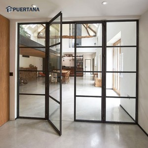 Modern Apartment House Internal Black Industrial Studio Clear Glass Door Aluminium Double Interior Metal French Glass Doors