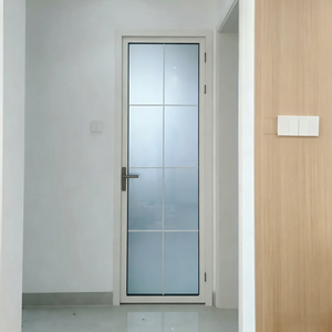 Aluminum Bathroom Door Frosted Tempered Glass Waterproof Moisture Proof