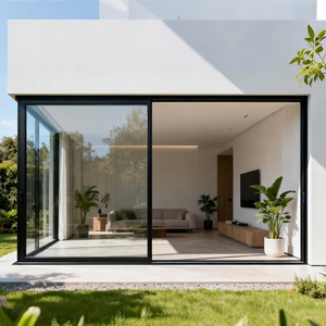 Thermal Insulated Energy Efficient Black Aluminum Double Glazed Sliding Patio Door