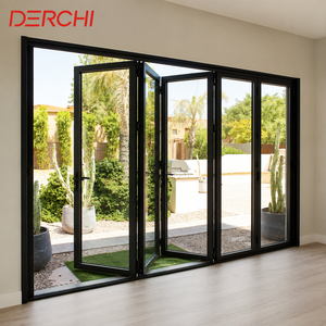 Modern High Aluminum Double Glass Accordion Large Big Bifold Sliding Patio Door