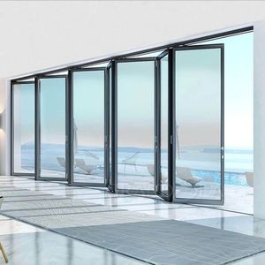 JBDhome Modern Design Anti-Impact Foldable Glass Door High Quality Aluminium Alloy Folding Door For Villas Graphic Design