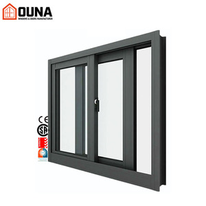 OUNA Windproof Double Glazed Aluminium Windows Hurricane Impact Proof Low-E Glass Aluminum Sliding Window With Mosquito Net