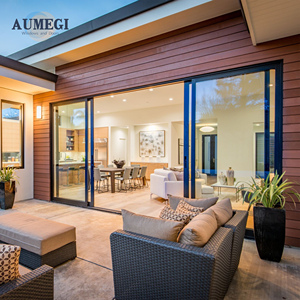 AUMEGI Patio Doors Balcony Metal Back Painted Aluminium Low-e Glass