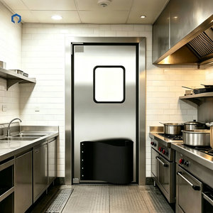 180° Commercial Aluminum Swing Impact Door With Glass Window,Automatic Single Leaf Restaurant Kitchen Door