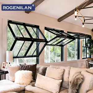 Fold up Black Aluminum Tempered Double Glass Accordion Window