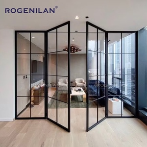 Residential Crittall Door Interior Partition Aluminum Tempered Glass French Door Grilles Entry Casement Doors