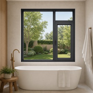 European Brown Aluminium Frame Kitchen Windows Triple Glazed With Grill