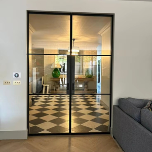 Modern Double Interior Metal French Glass Doors