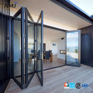 Balcony Accordion Bifold Door Design Exterior Aluminum Alloy Tempered Glass Doors