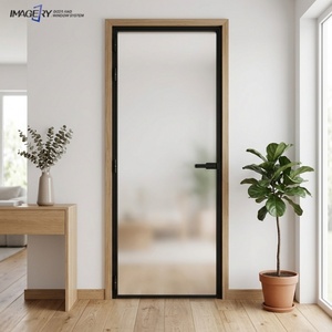 Minimalist Style Extremely Narrow Frame Casement Aluminum Door Soundproof Interior For Kitchen Bathroom