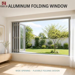 Aluminum Horizontal Folding Glass Window For Indoor Patio Residential Projects Custom Size Double Glazed Tempered Glass