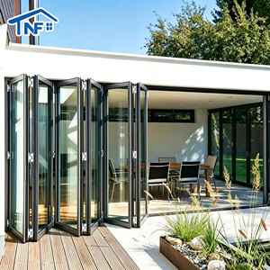 USA Coastal House Folding Bifold Doors Aluminum Double Glass Patio Accordion Doors