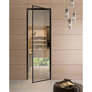 Modern French Design Narrow Frame Aluminum Glass Hinged Casement Door