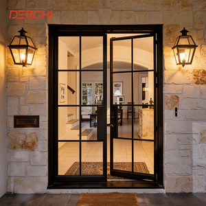 Luxury French Door Glass Steel Swing Enter Aluminium Doors