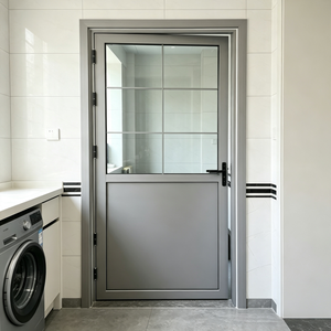 Minimalist Narrow Frame Half Glass Panel Aluminum Alloy Interior Door