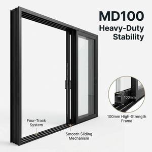 Triple Glazed Four Panel Sliding Door Four Track Thermal Insulated Energy Rated Draft-Proof Aluminum Door