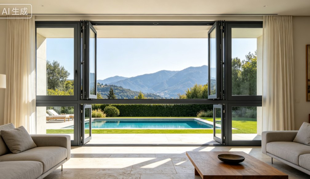 Mountain resort featuring double glazed thermal break folding windows