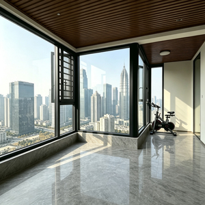Modern Heavy Duty Tempered Insulated Double Glass Soundproof Thermal Break Flush Screens Villa Aluminum Casement Windows