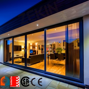ZEKIN Customized Aluminum Patio Balcony Sliding Doors Double Tempered Glass Heavy Duty Glass Door Aluminum Sliding Doors