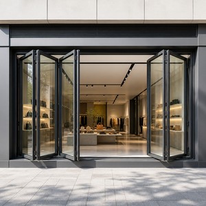 Commercial Aluminum Bifold Window Storefront Shopfront Slim Profile
