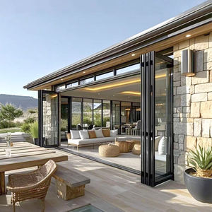 NFRC Thermal Break Aluminum Folding Door Exterior with Retractable Insect Screen